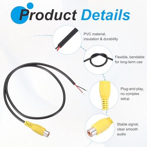 Cable altavoz RCA hembra a cable desnudo para solucionar conexiones de audio pelado de 22 AWG 4