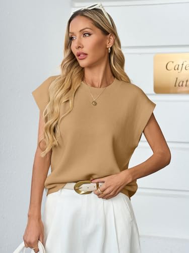 Image of GREAIDEA Womens Sleeveless Sweater Vest Crewneck Cap Sleeve Knit Tops Trendy 2026 Summer Spring Business Casual Shirts