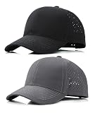 LIRUHOXA 2 Pack Snapback Hats for Men Women, Quick Dry Mesh Baseball Caps for Running Workouts Golf Hiking Adjustable Trucker Hat