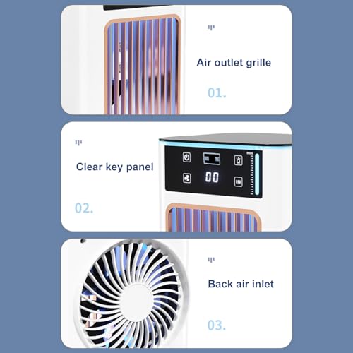 Ventilateur de climatisation portable USB compact avec éclairage LED 7 couleurs - 6