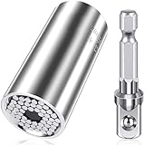 BaiFM Professional Universal Gator Socket Wrench Adapter Grip 7mm to 19mm with Power Drill Adapter and Handle Universal Repair Tools (Without Handle)