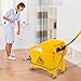 Mop Bucket & Side Wringer Combo, Janitorial Cart Spring Wringer on Wheels Mop and Bucket with Wringer Set for Home & Industrial for Home Office Cleaning (1 Set)