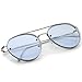 zeroUV Modern Slim Temples Brow Bar Rimless Colored Flat Lens Aviator Sunglasses 59mm (Silver/Blue)