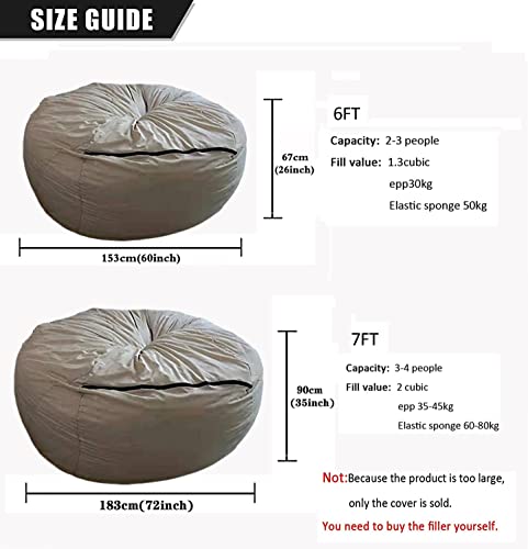 WUJAFCW Lazy Sofa Sitzsack Liner Ersatzabdeckung einsetzen, Innenfutter for Sitzsack-Stuhlbezüge, Große… – Bild 4
