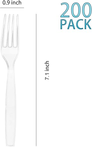 Miniatura 2 de 300 unidades Tenedores de plástico desechables transparentes, tenedores desechables de peso pesado para fiestas, picnics, eventos grandes, uso diario