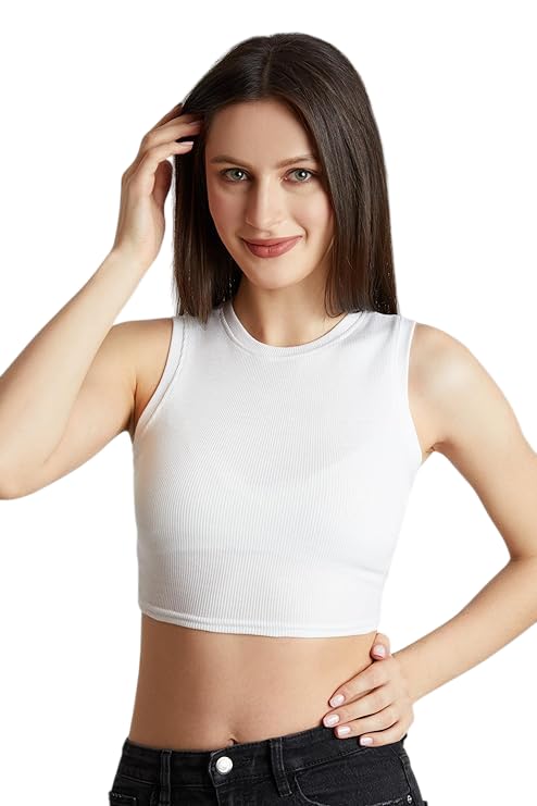 shahveer creation Women's Sleeveless Ribbed Crop Top, Black, Athletic Tank Style-picture-45