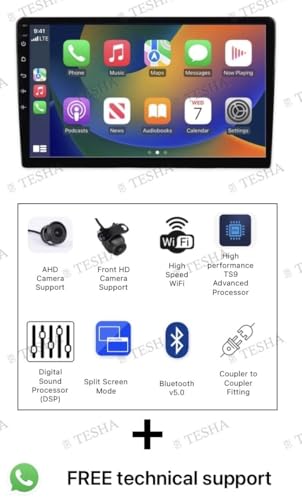 Image of TESHA 9 inch Android Car Stereo /Headunit for car /Capacitive Touch Screen /GPS + Steering Control Module /Wireless Carplay & Android Auto /Full HD Screen Small Bezels (TS9- K2401 4 /32)