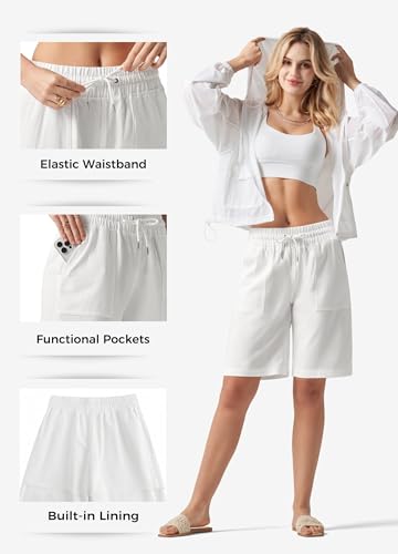 Bermuda court femme lin WILLIT short taille haute avec poches léger