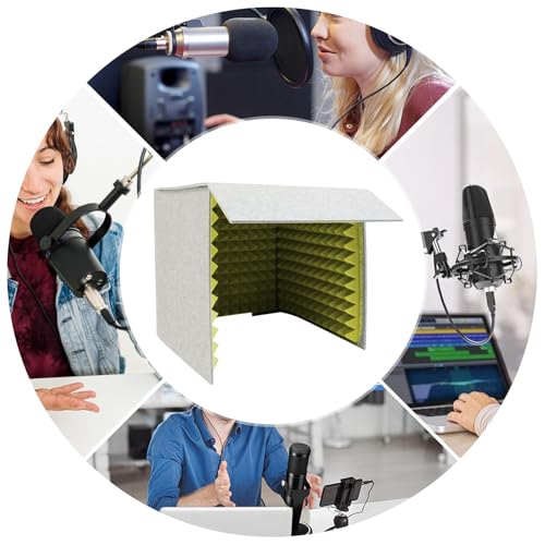 Cubierta Acústica de Escritorio, Cabina de Aislamiento para Micrófono de 23.6in, Escudo Absorbente de Voz para Oficina, Estudio y Trabajo Remoto, Amarillo miniatura 7