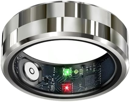 Sleep Tracker Ring with Heart Rate,Waterproof Fitness Ring for Activity Monitoring/Steps/Distance/Calories,Air Gestures,Up to 7Day Battery,for iOS Android(Stylish Silver#12)