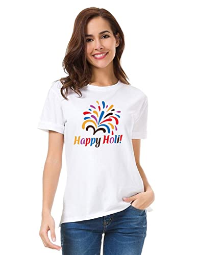 Image of Decor Production Men's /Women's Regular Fit -Colourful - Holi Tshirt Shirt for Men /Women Printed Round Neck Tshirt || Mens /Womens Tshirts Polycotton Half Sleeve
