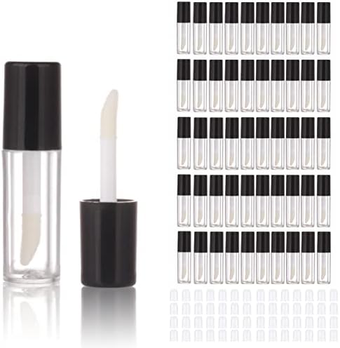 COSIDEA 52pcs Empty Black 0.8ml mini lip gloss tubes Sample size lipgloss containers for sample sack lip oil DIY
