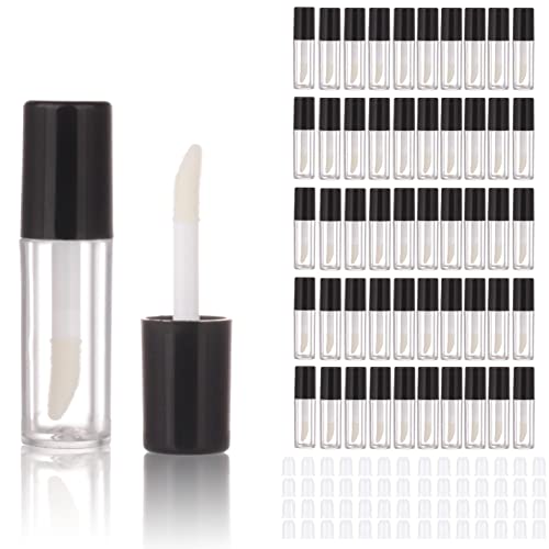 COSIDEA 52pcs Empty Black 0.8ml mini lip gloss tubes Sample size lipgloss containers for sample sack lip oil DIY
