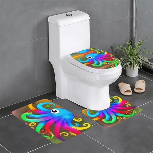 Alfombrillas de baño BROLEO pulpo secado rápido juego de 3 piezas antideslizantes 2