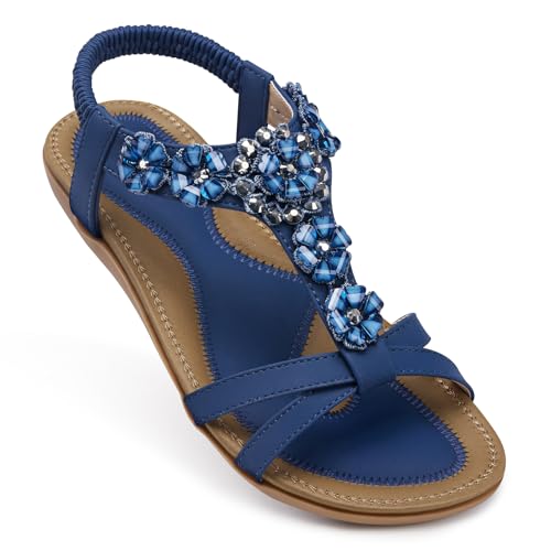 Image of SHIBEVER Dressy Flat Women Sandals: Comfortable Arch Support Womens Sandal