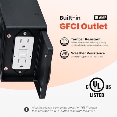 Image of Gleamz Motion Sensor Outdoor Lights with GFCI Outlet, Waterproof Aluminum