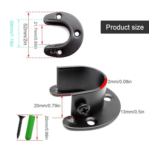 MYLERCT 2 Stück Schwarz Rundrohr Halterung, 28 mm Edelstahl Kleiderschrank Stangenhalter, Stangenhalterung für Gardinenstange Kleiderschrankhalterung Gardinenstange Kleiderstange