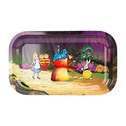 V Syndicate Metal Tray - 10.5 X 6.5 X 1 Inches - High Resolution Anime Printing - Durable And Stylish Cartoon Tray (Medium, Alice Mushroom) #TOP26