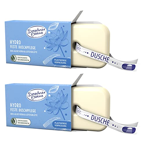 Dresdner Essenz Lot de 2 bains de douche solides à l'aloe vera et à la fleur de lotus - 2 x 100 g - Végétalien