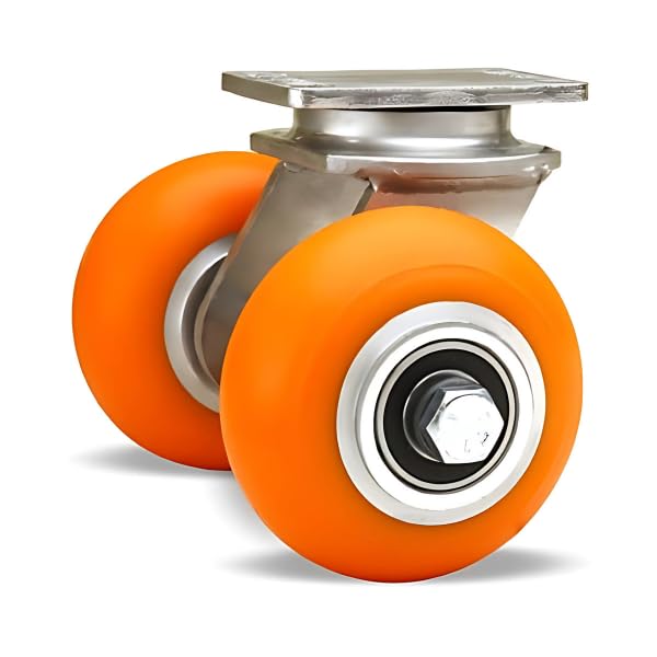 Hamilton Endurance Dual Wheel Stainless Steel Swivel Caster S-ENS2-42EMB - 750 lbs. Capacity with 4"x2" Ergo-Tech Donut Tread Polyurethane Wheels and Precision Bearings
