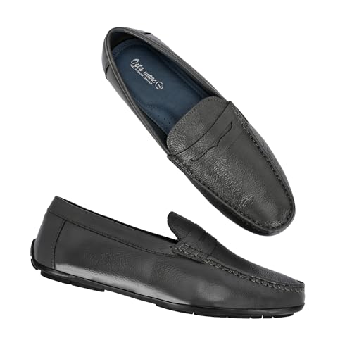 Image of Octa marc Men's Genuine Leather Loafer Shoes | Natural Rubber Sole with Soft Cushioned Insole | Classic Slip-On Design for Office, Party, Formal & Casual Wear