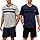 Nieery Pyjama Court Homme col en V Ensemble Comprenant à Manches Courtes et Un Shorty idéal pour la Nuit Pyjama drôle Poche
