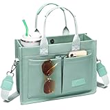 ZHMO Canvas Tote Bag for Women With Compartments and Pockets,Women's Bags Crossbody Bags Work Laptop Tote Bag Large Satchels Handbags Tote Purse Everyday Shoulder Bag for Travel Nurse Teacher Church