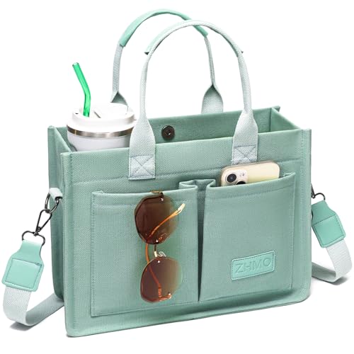 ZHMO Canvas Tote Bag for Women With Compartments and Pockets,Women's Bags Crossbody Bags Work Laptop...
