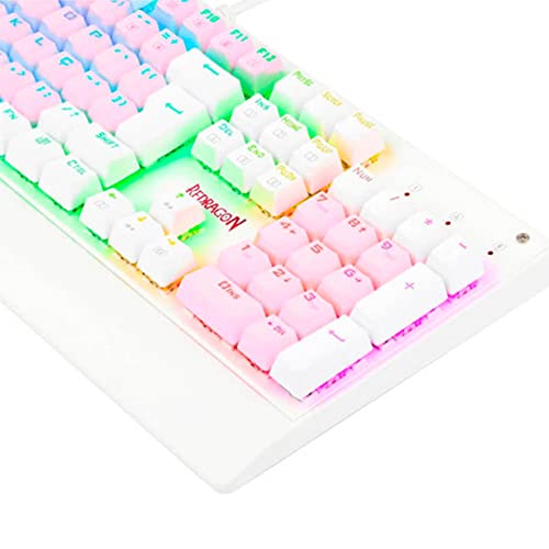 TECLADO MECANICO GAMER KALA RGB ROSA COM BRANCO SWITCH MARROM ABNT2