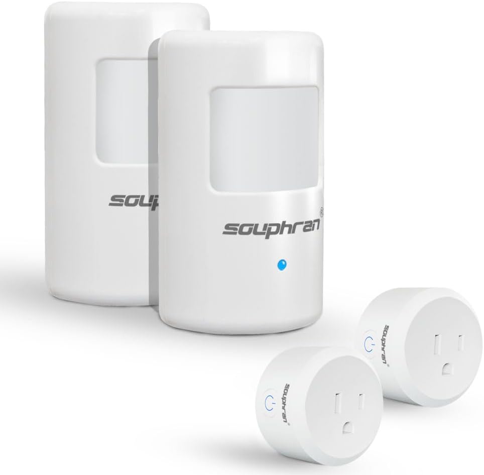 Plug-in Wireless Motion Activated Light Control, No Wiring, Adjustable Detection Range, Always-on Timer and Light Sensor, Motion Detector and Plug Set, 2 Pack