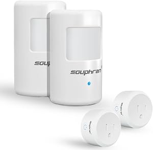 Plug-in Wireless Motion Activated Light Control, No Wiring, Adjustable Detection Range, Always-on Timer and Light Sensor, Motion Detector and Plug Set, 2 Pack