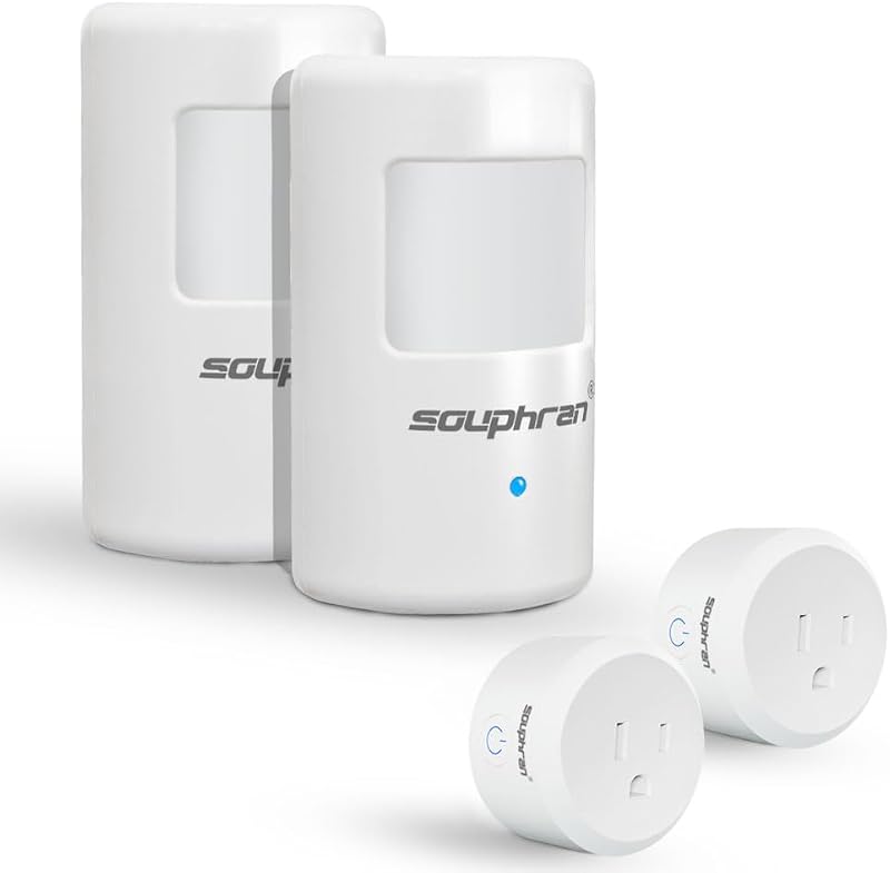 Plug-in Wireless Motion Activated Light Control, No Wiring, Adjustable Detection Range, Always-on Timer and Light Sensor, Motion Detector and Plug Set, 2 Pack