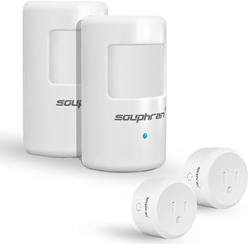 Plug-in Wireless Motion Activated Light Control, No Wiring, Adjustable Detection Range, Always-on Timer and Light Sensor, Motion Detector and Plug Set, 2 Pack