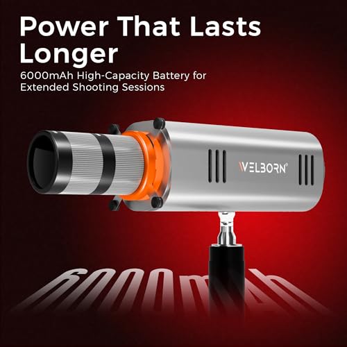 Image of Welborn WB-OS-45R Professional 45W LED Spotlight with Focus Lens, 15 Creative Shapes, 5 Color Filters, Bi-Color 2700K-6500K, 6000mAh Rechargeable Battery