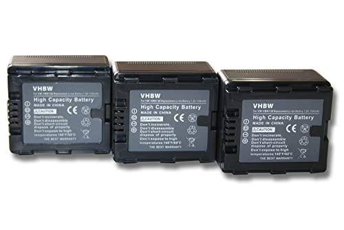 Batterie VW-VBN260E-K vhbw pour caméscope Panasonic - Pack de 3 batteries Li-Ion 1100mAh