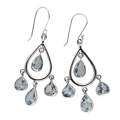 Boucles d'oreilles topaze bleue légères et anti-allergie en argent véritable