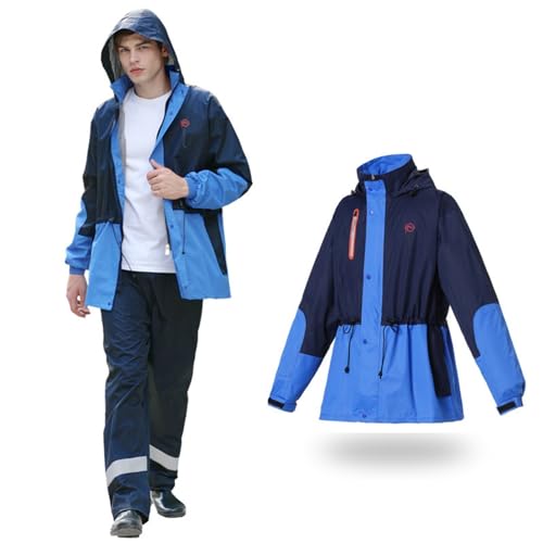 Poncho de pluie anti-infiltration et pantalon réfléchissant bleu