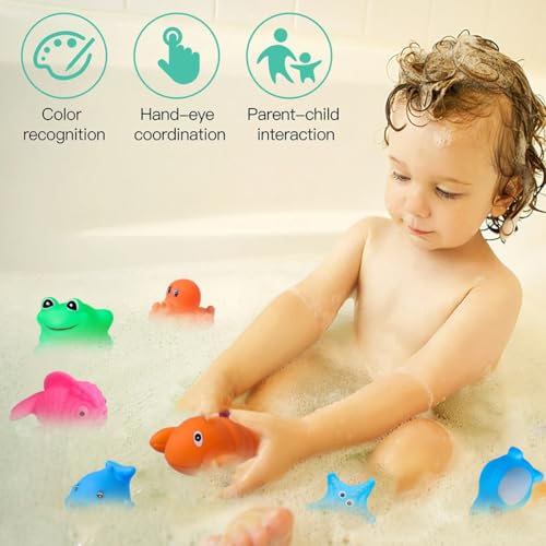 Baby Badespielzeug,12 Stück,Wasserspielzeug Kinder,Ozean Badewannenspielzeug Sandspielzeug,Bad-Schwimm-Spielzeug für Kleinkinder Jungen Mädchen 0 1 2 3 4 Jahre alt
