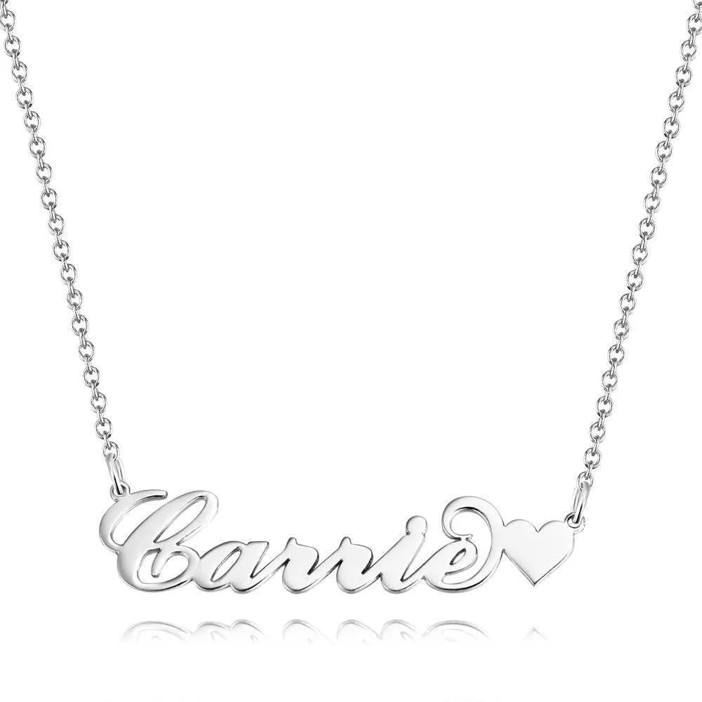 NINGAN Collar femenino de plata esterlina 925 collar de nombre personalizado collar negro personalizado DIY joyas regalo de cumpleaños de San Valentín