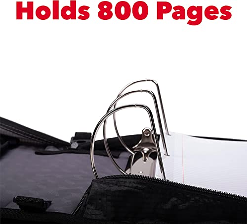 Case-It The King Sized Zip Tab Zipper Binder - 4 Inch D-Rings - 5 Subject File Folder - Multiple Pockets - 800 Sheet Capacity - Comes With Shoulder Strap - Red D-186 #TOP2