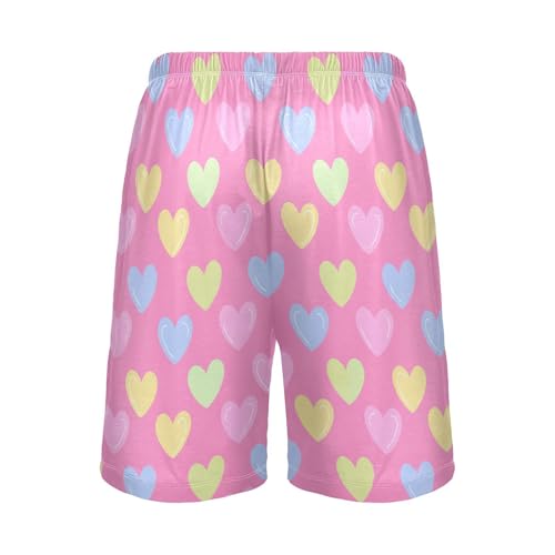 Hearts Yellow Pink Pajama Shorts for Men Lounge Pants Sleeping Shorts Mens Pajama Shorts with Pockets, S-XXL2