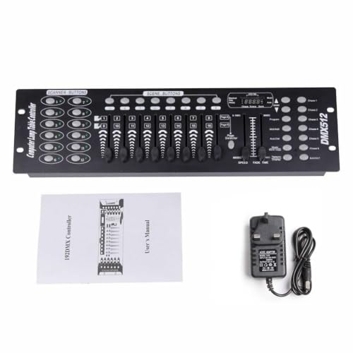 Gziztx DMX Controller 192 Channels DMX 512 Controller Lighting Controller, 240 Scenes, for Stage Lights, Moving Lights, DJ, Disco, Club, Party-Black
