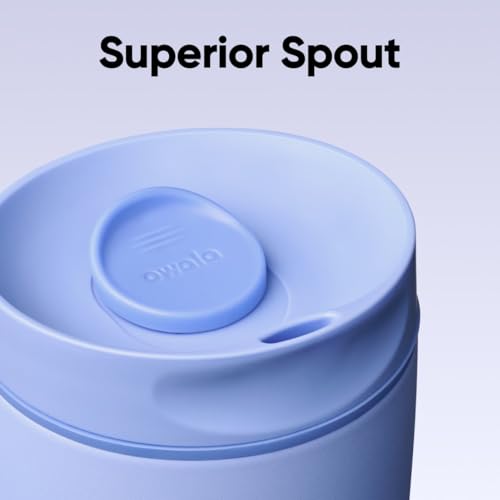 Image of Owala SmoothSip Slider Insulated Stainless Steel Coffee Tumbler, Reusable Iced Coffee Cup, Hot Coffee Travel Mug, BPA Free 12 oz, Out of the Blue