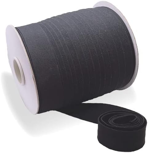 Bias Tape, Double Fold Bias Tape 1 Inch Continuous Bulk Bias Tape for Sewing, Quilting, Binding, Hemming, Apparel Craft, Polyester, Non-Stretch(Black, 25mm, 55 Yards)