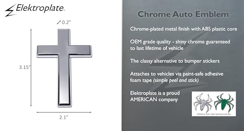 Image of Elektroplate Cross OEM Chrome Emblem for Cars, Trucks, and All Auto | Universal Fit at 3.15 inch x 2.1 inch | Weatherproof