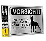 32x21cm Warnschild Vorsicht Bissiger Hund Schild, Sehr Strapazierfähiges Dibond-Material, inkl. Montagezubehör von Printima