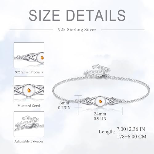 925 Sterling Silver Celtic Bracelets for Women Irish Turquoise Moss Agate Rose Quartz Moonstone Bracelet Knot Viking Gemstone Mustard Seed Jewelry4