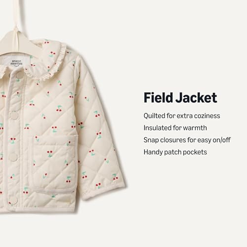 Image of Amazon Essentials x Sofia Grainge Toddler and Baby Girls' Midweight Quilted Field Jacket with Ruffle
