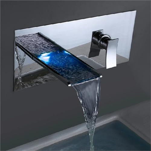 Robinet de baignoire cascade LED encastré mitigeur 3 trous noir - 2