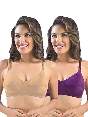 Image of SONARI Womens Cotton Everyday Bra | Non Padded, Wire Free, Comfortable Bra with Seamed Cups | Medium Coverage, Hook and Eye Closure for Everyday Wear | Adjustable Strap for a Customized Fit - Loreal